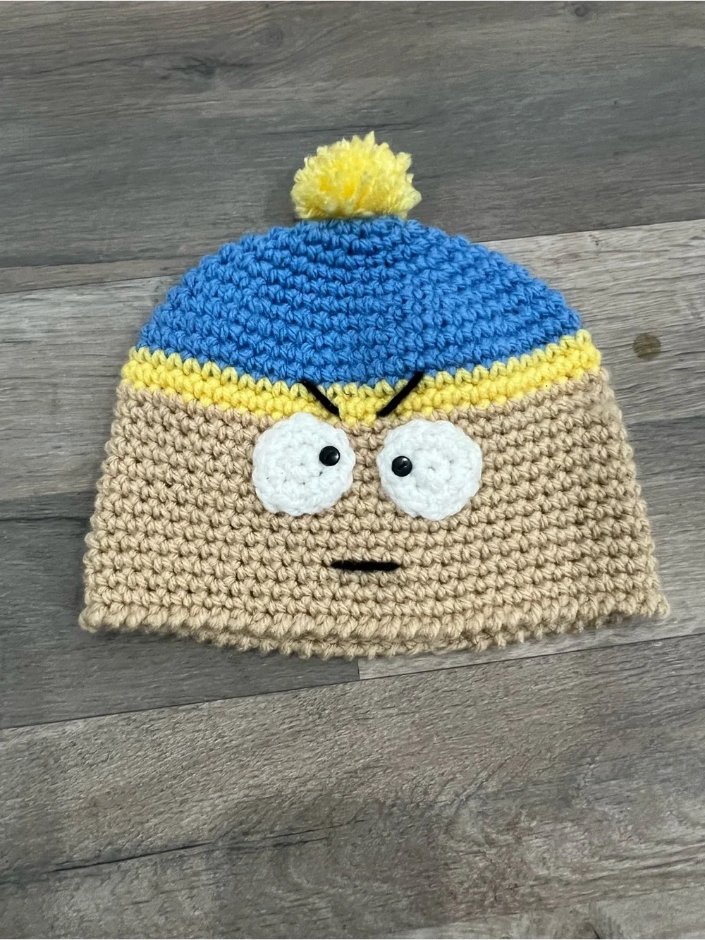 Handmade Kids Character Beanie Hat - Blue, Yellow, Tan